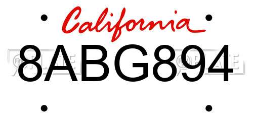 8ABG894 California License Plate