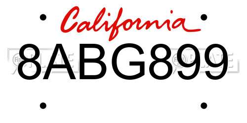 8ABG899 California License Plate