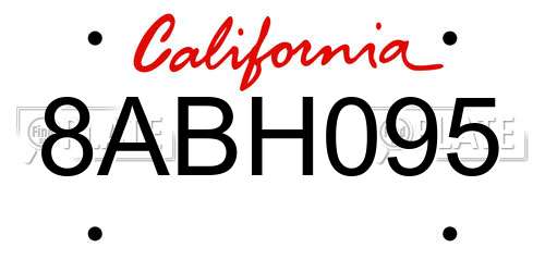 8ABH095 California License Plate