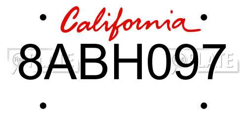 8ABH097 California License Plate