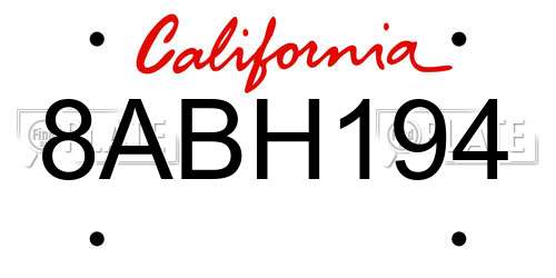 8ABH194 California License Plate