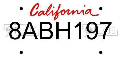 8ABH197 California License Plate