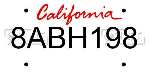 8ABH198 California License Plate