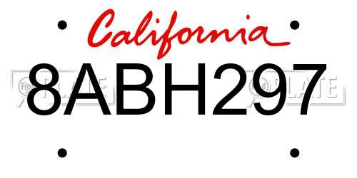 8ABH297 California License Plate