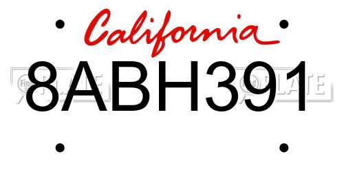 8ABH391 California License Plate