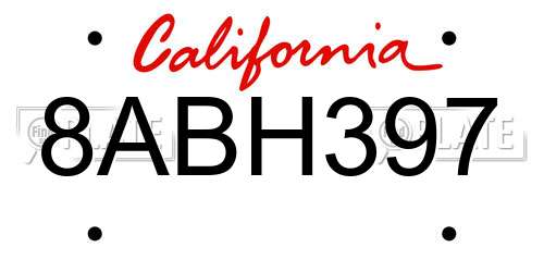 8ABH397 California License Plate