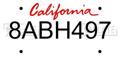 8ABH497 California License Plate