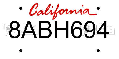 8ABH694 California License Plate