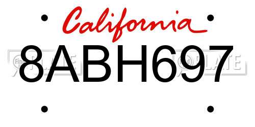 8ABH697 California License Plate