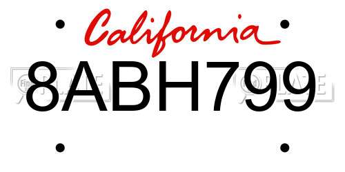 8ABH799 California License Plate