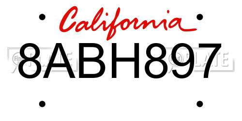 8ABH897 California License Plate