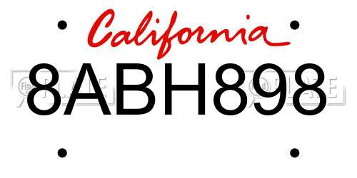 8ABH898 California License Plate