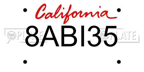 8ABI35 California License Plate