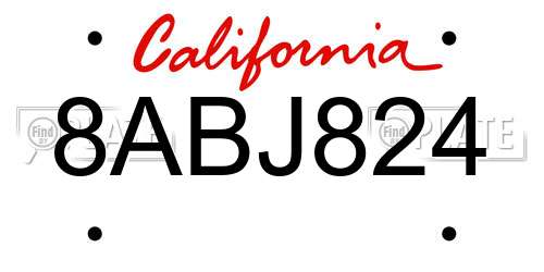 8ABJ824 California License Plate