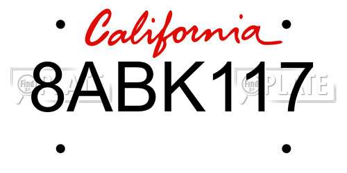 8ABK117 California License Plate