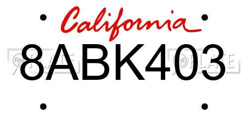 8ABK403 California License Plate