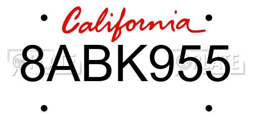 8ABK955 California License Plate