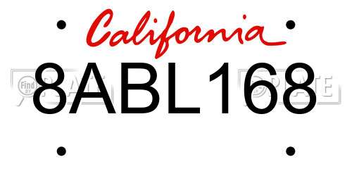 8ABL168 California License Plate