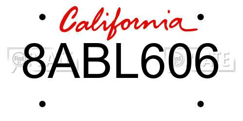 8ABL606 California License Plate