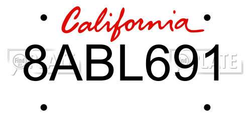 8ABL691 California License Plate