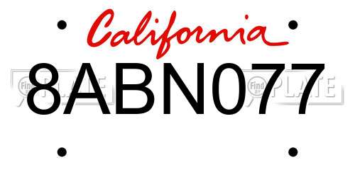 8ABN077 California License Plate