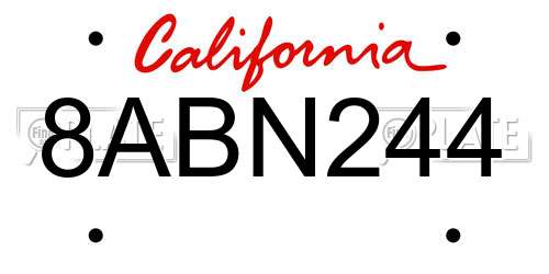 8ABN244 California License Plate