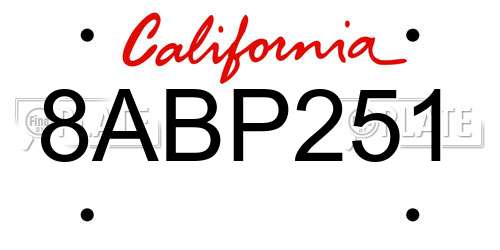 8ABP251 California License Plate