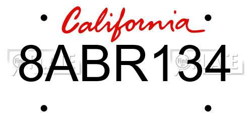 8ABR134 California License Plate