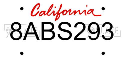 8ABS293 California License Plate
