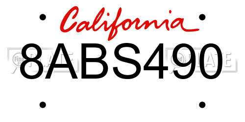8ABS490 California License Plate