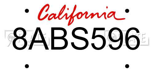 8ABS596 California License Plate
