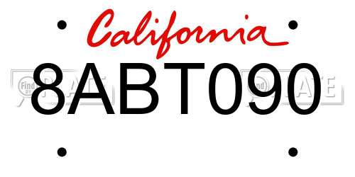 8ABT090 California License Plate