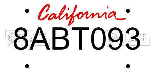 8ABT093 California License Plate