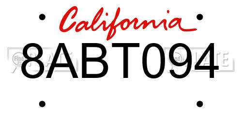 8ABT094 California License Plate