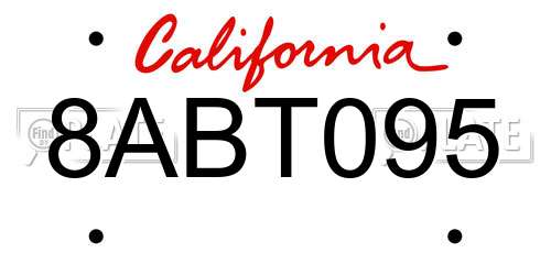 8ABT095 California License Plate