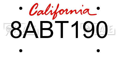 8ABT190 California License Plate