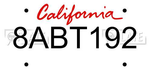 8ABT192 California License Plate