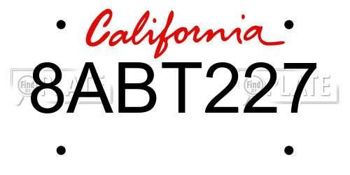 8ABT227 California License Plate