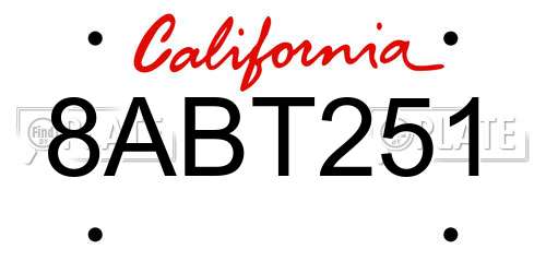 8ABT251 California License Plate