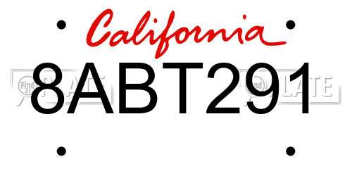 8ABT291 California License Plate
