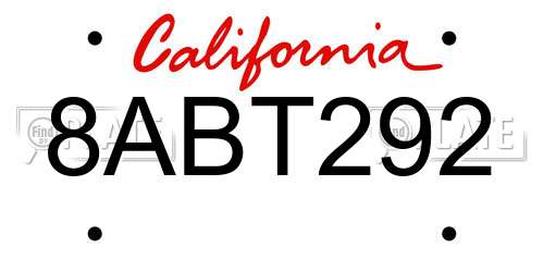 8ABT292 California License Plate