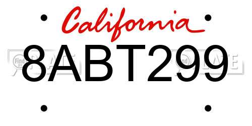 8ABT299 California License Plate