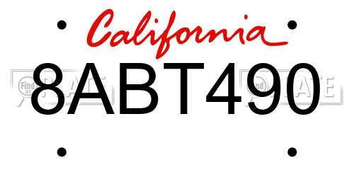 8ABT490 California License Plate
