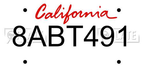 8ABT491 California License Plate