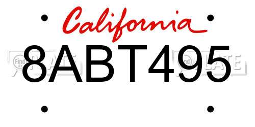 8ABT495 California License Plate