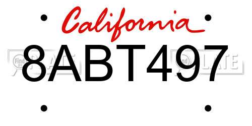 8ABT497 California License Plate