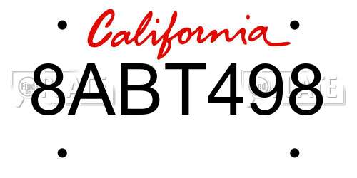 8ABT498 California License Plate