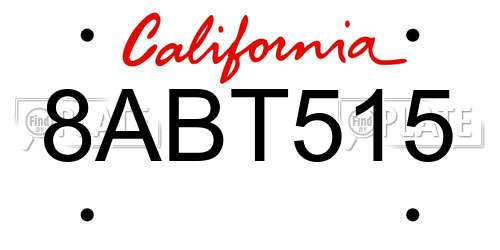 8ABT515 California License Plate