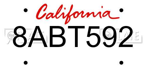 8ABT592 California License Plate