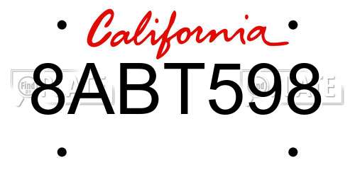 8ABT598 California License Plate